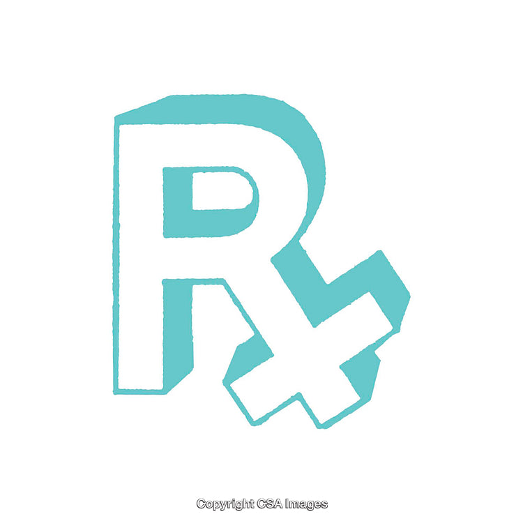 Blue RX Symbol with a Cross Representing Medicine or Pharmacy Concept