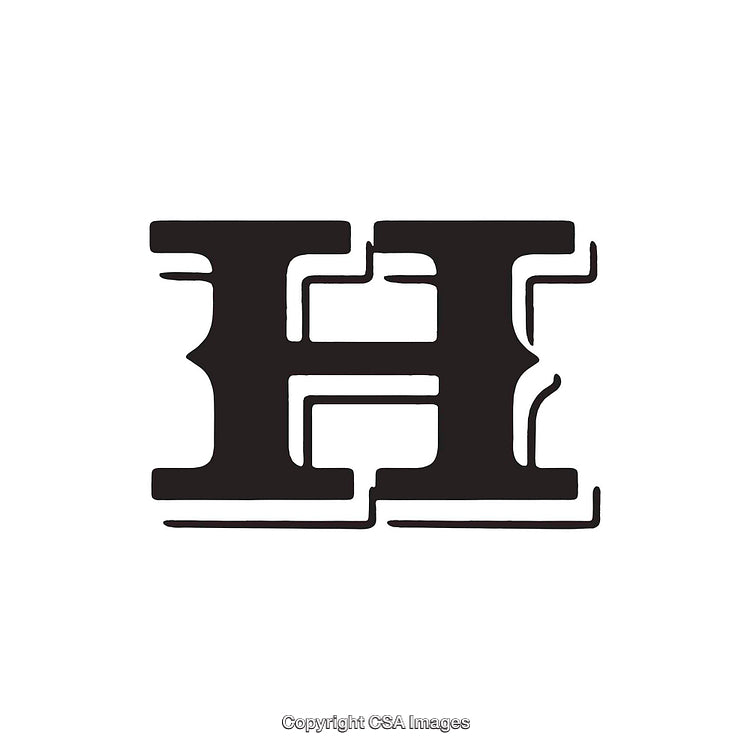 Black Bold Letter H in Creative Vintage Serif Font Design