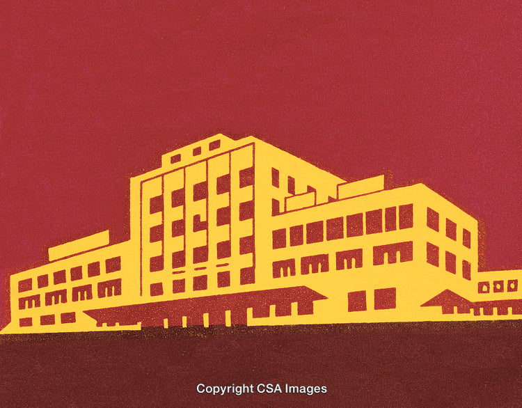 Abstract Illustration of a Modern Building Against a Bold Monochromatic Background