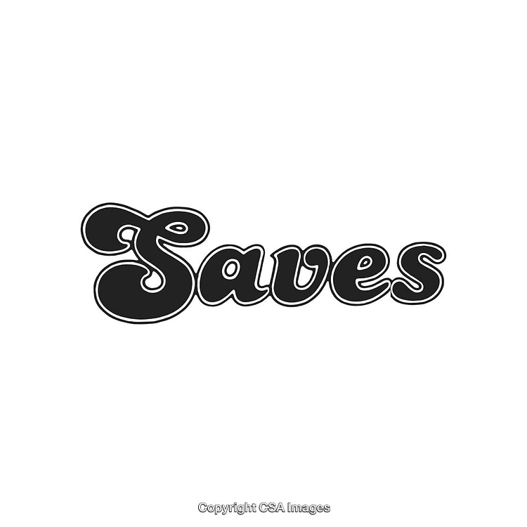 Stylized Retro Lettering Featuring the Word 'Saves' in Vintage Font Design