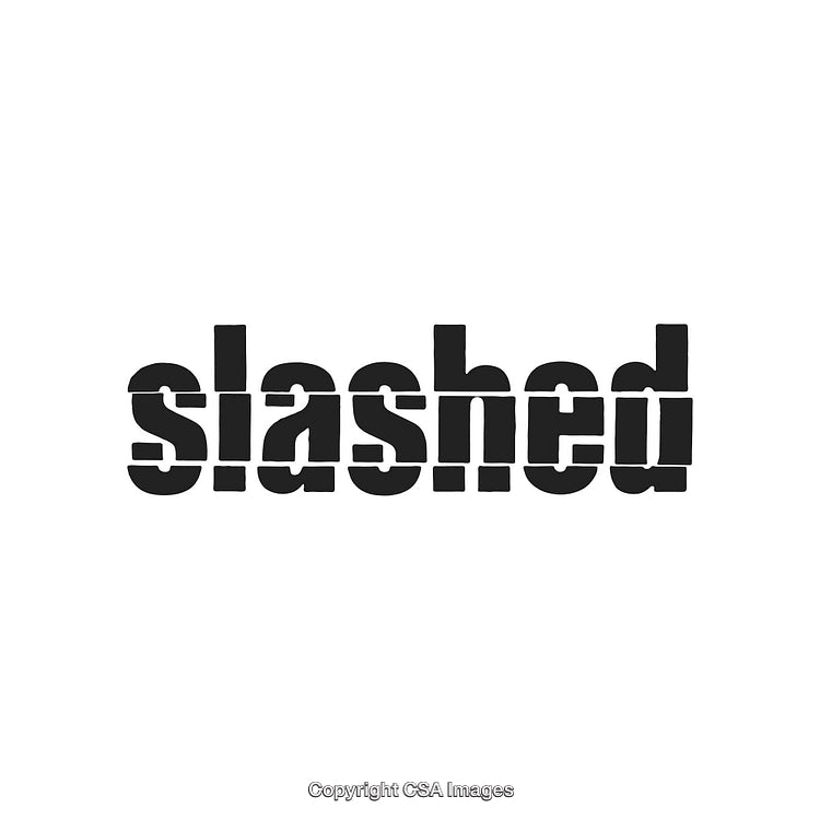 Black Stenciled Text Design Featuring the Word Slashed with a Unique Separation