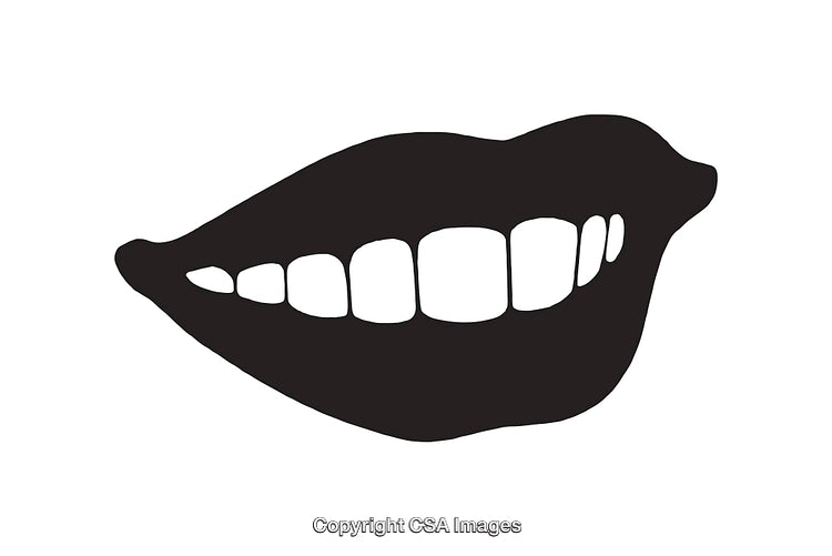 Black And White Smiling Mouth Icon Showing Teeth