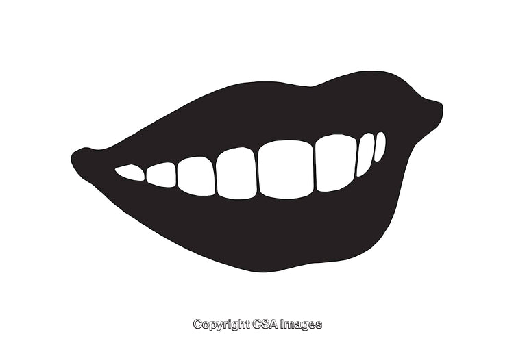 Black And White Smiling Mouth Icon Showing Teeth