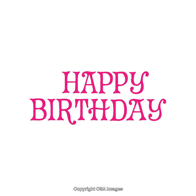Pink Happy Birthday Text on a White Background