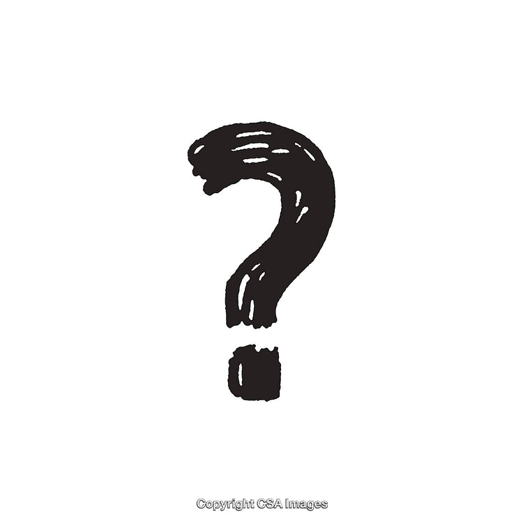 Bold Black Brushstroke Rendering of a Question Mark Symbol