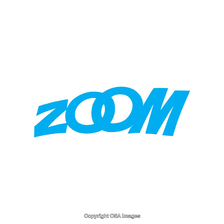 Blue Abstract Zoom-Themed Text Logo Design on White Background
