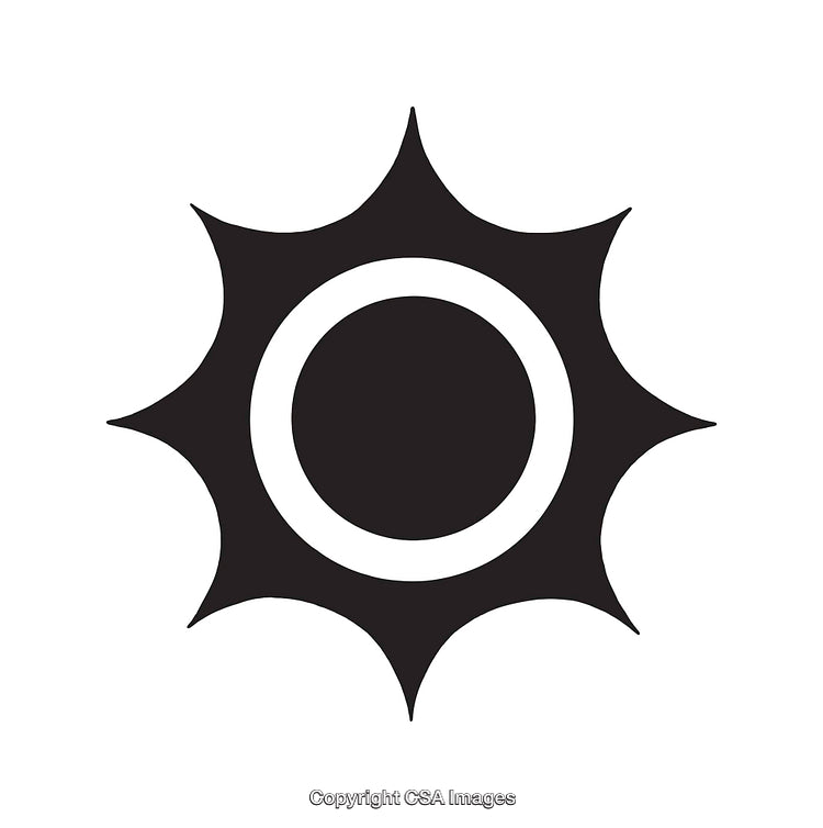 Abstract Black and White Sun Symbol Design with Geometric Edges