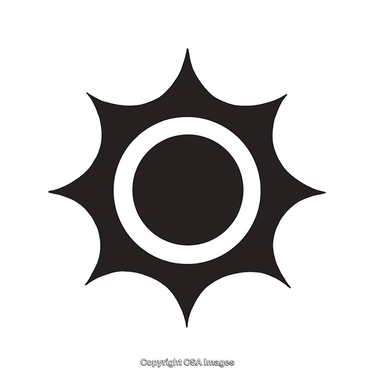 Abstract Black and White Sun Symbol Design with Geometric Edges