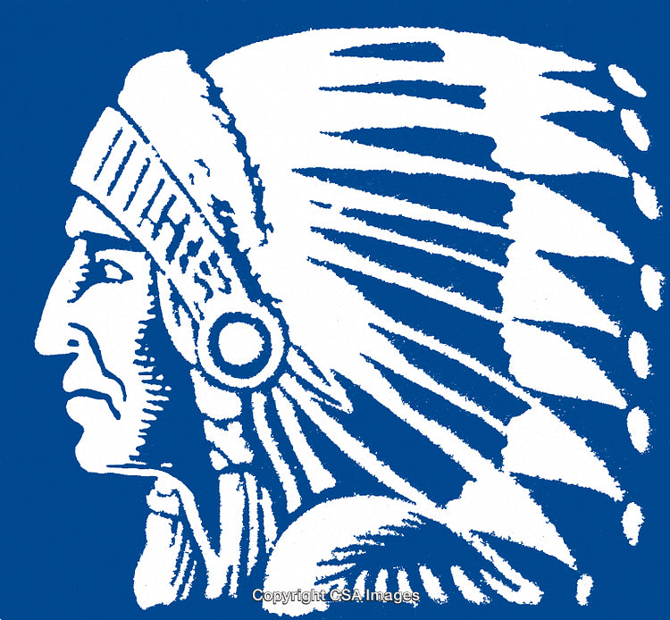 Illustration of a Tribal Headdress in Bold Blue and White Design