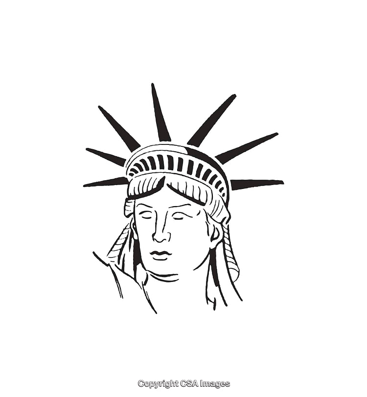 Black and White Drawing of the Statue of Liberty Symbol