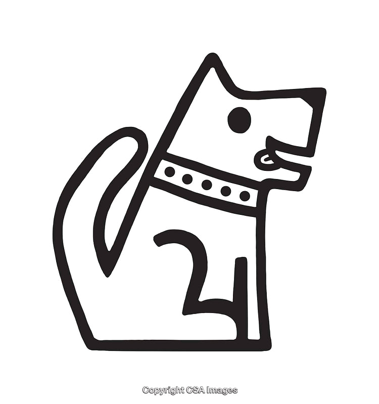Minimalist Black And White Line Art Illustration of a Dog with Collar
