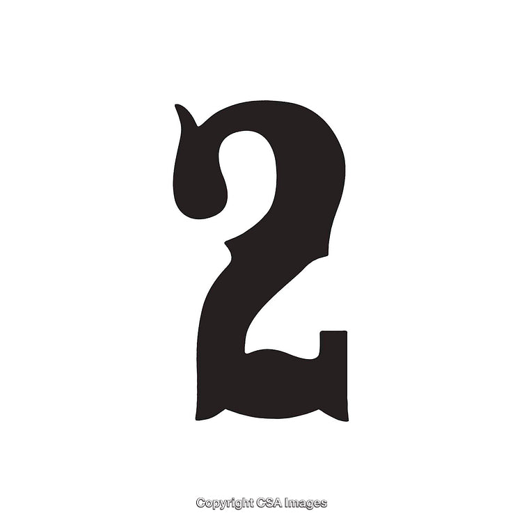 Stylized Black Number Two Illustration on a White Background