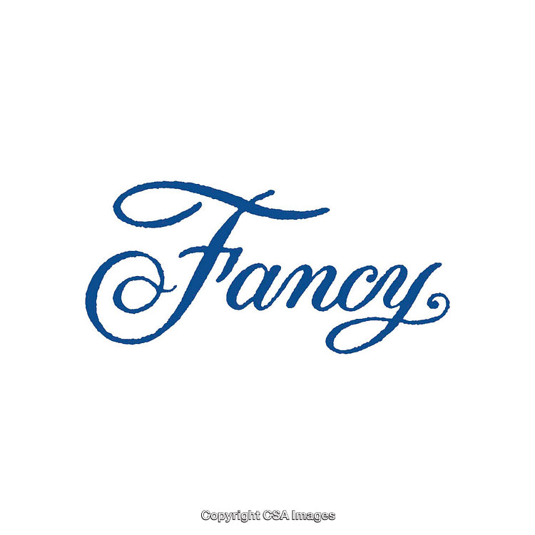 Elegant Calligraphy Display Featuring the Word 'Fancy' in Blue Script