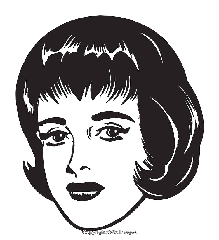Vintage Style Illustration of a Woman's Face in Black and White