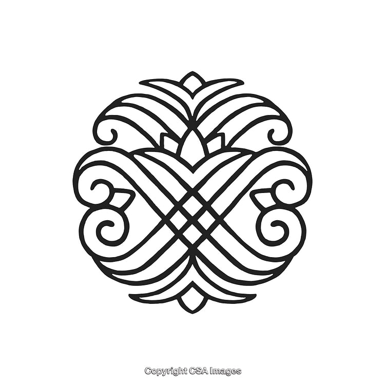 Elegant Black and White Decorative Ornamental Design with Symmetrical Patterns