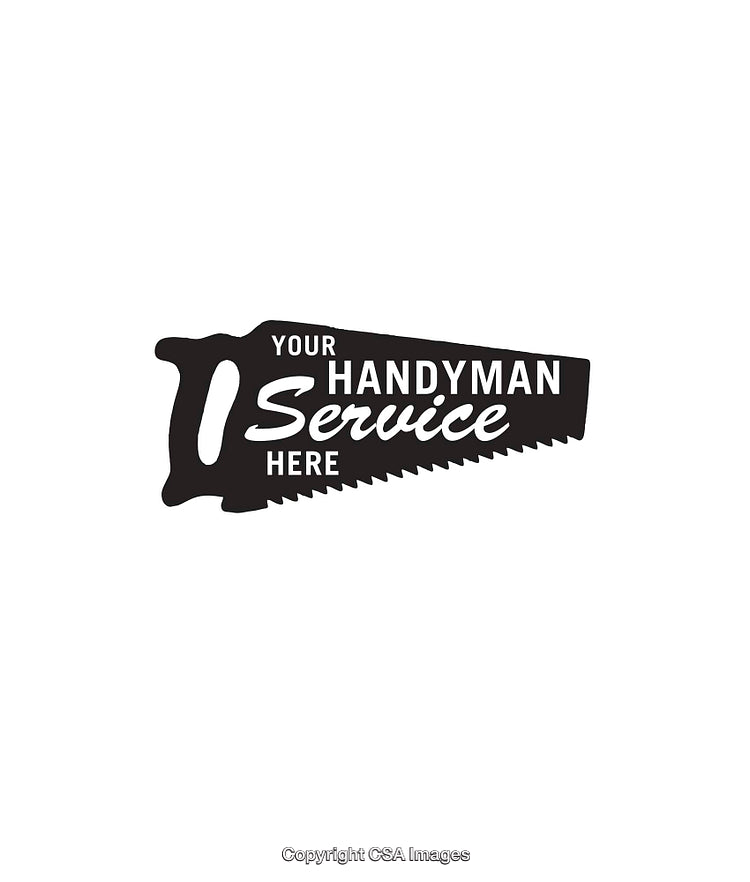 Handyman Service Saw-Shaped Logo in Black and White Design