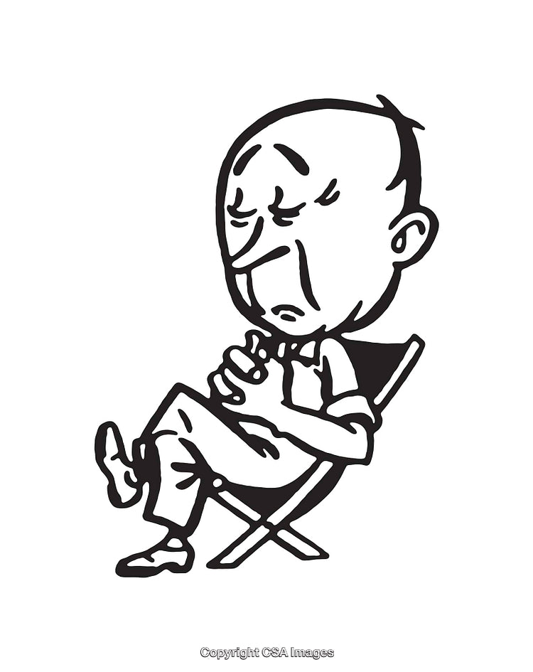 Black and White Line Art of a Relaxing Seated Figure