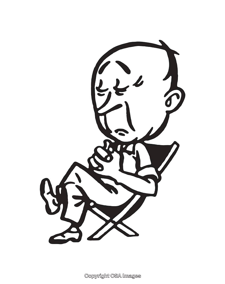 Black and White Line Art of a Relaxing Seated Figure