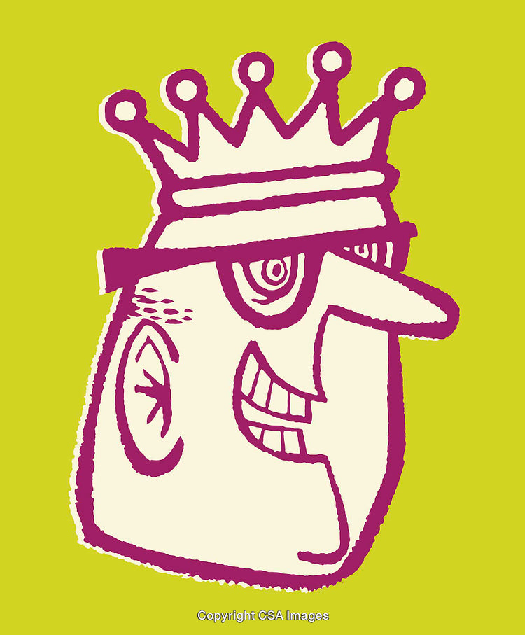 Colorful Line Art of Crowned Cartoon Character with Unique Style