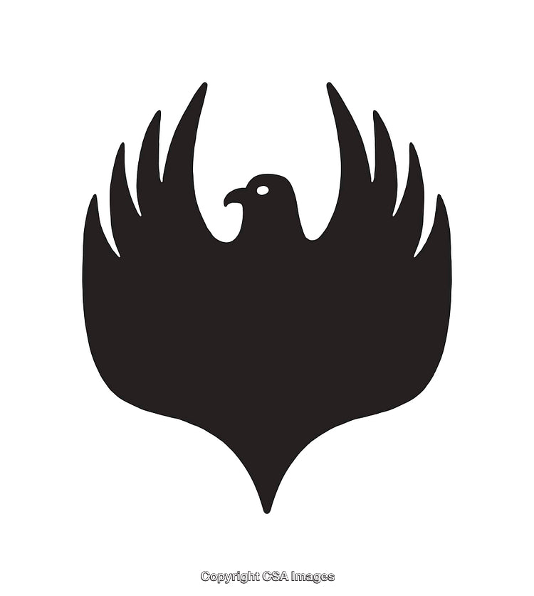 Black Silhouette of a Stylized Eagle with Wings Spread