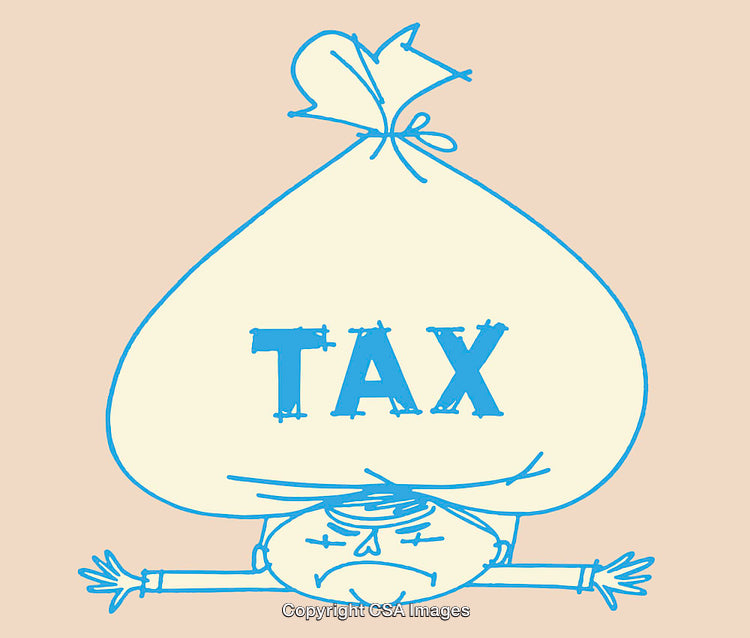 Creative Illustration Representing Tax Burden with Emotion and Humor