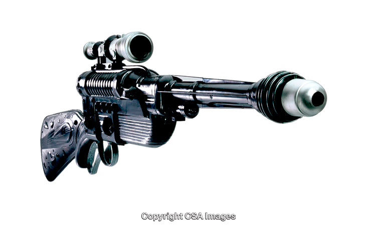 Close-Up of a Futuristic Black Sci-Fi Toy Weapon