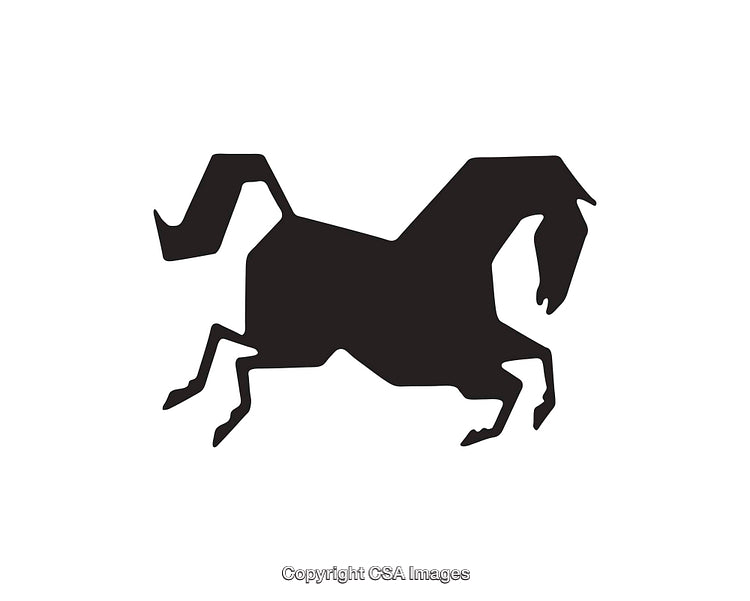 Abstract Black Silhouette of a Geometric Horse on White Background