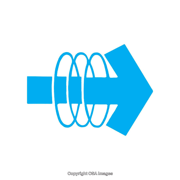 Blue Arrow Icon with Circular Design on White Background