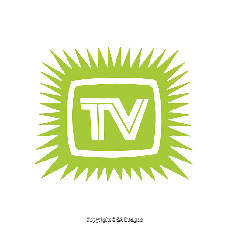 Bright Green Television Symbol Illustration with a Unique Burst Design