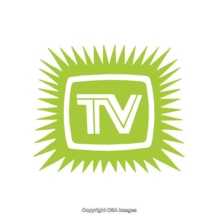 Bright Green Television Symbol Illustration with a Unique Burst Design
