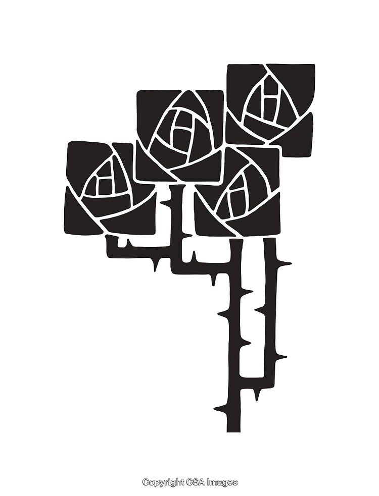 Stylized Black and White Thorned Rose Design Illustration Icon