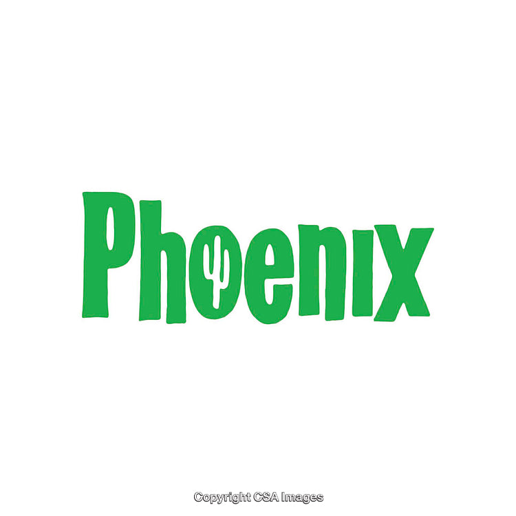 Green Phoenix Design Featuring a Cactus in a Playful Font Layout