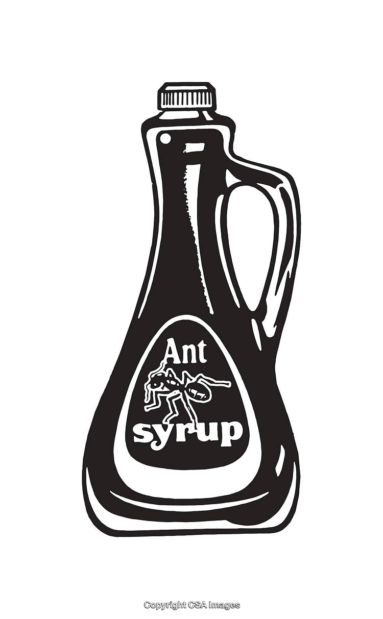Black and White Line Art of Ant Syrup Bottle Icon