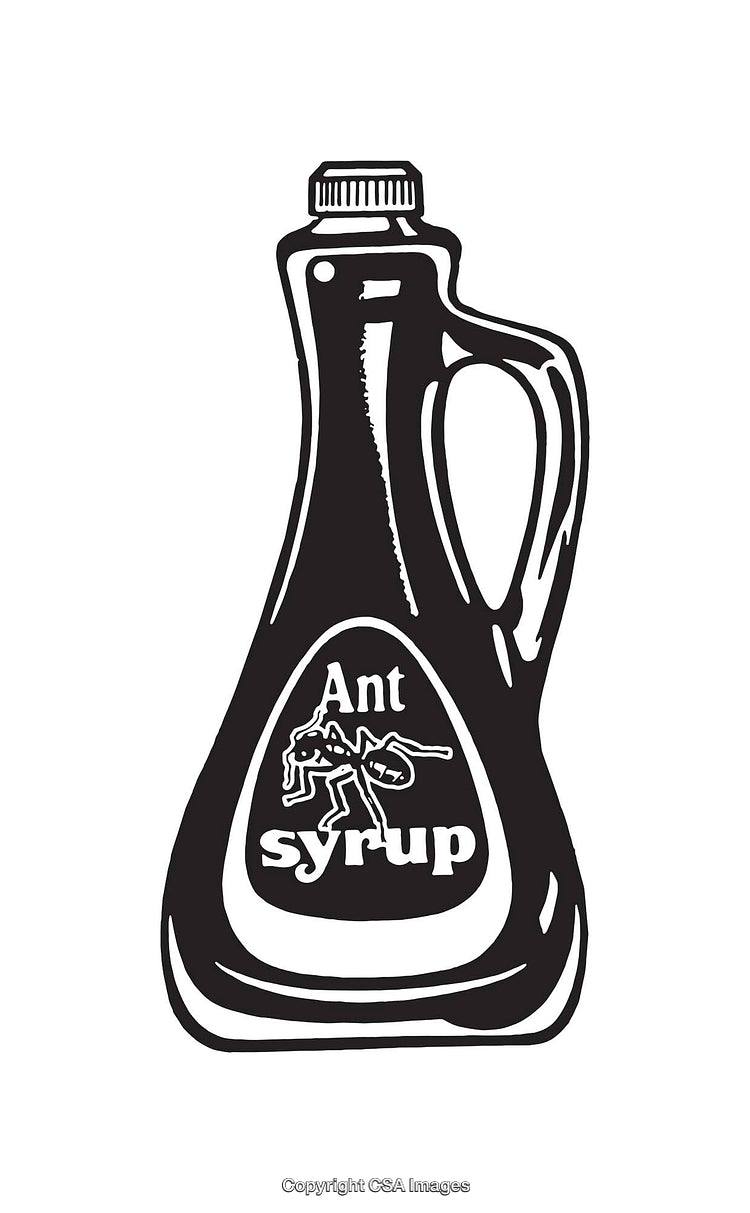 Black and White Line Art of Ant Syrup Bottle Icon
