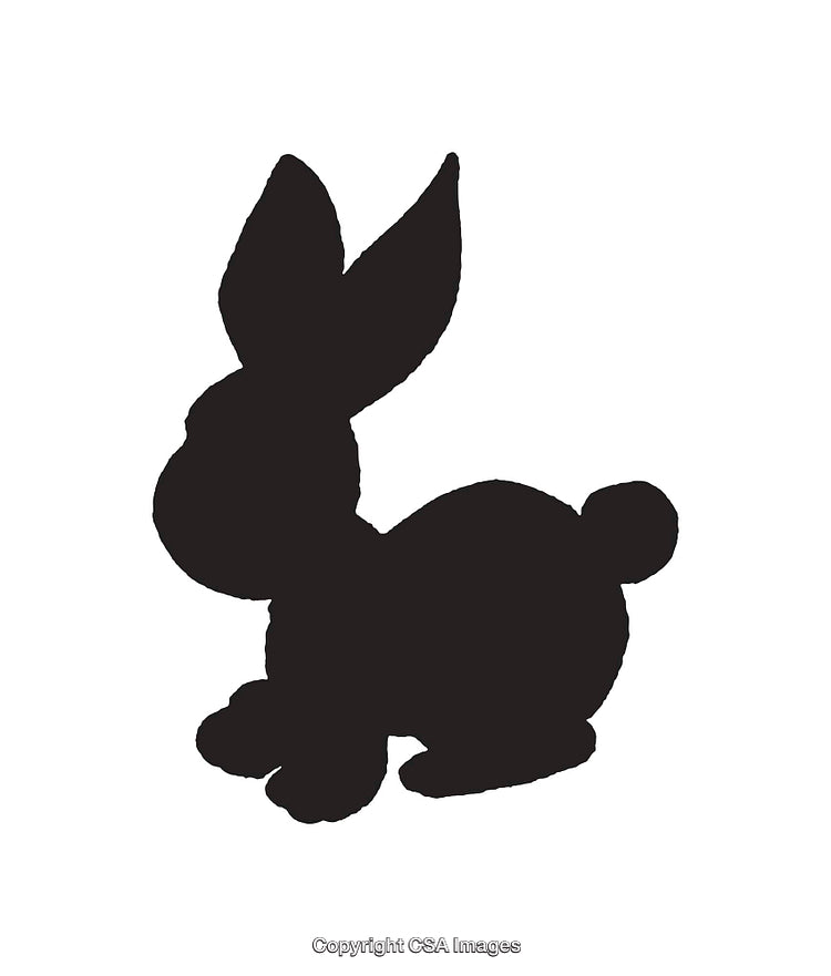 Silhouette of a Bunny Rabbit in Black and White Minimalist Style