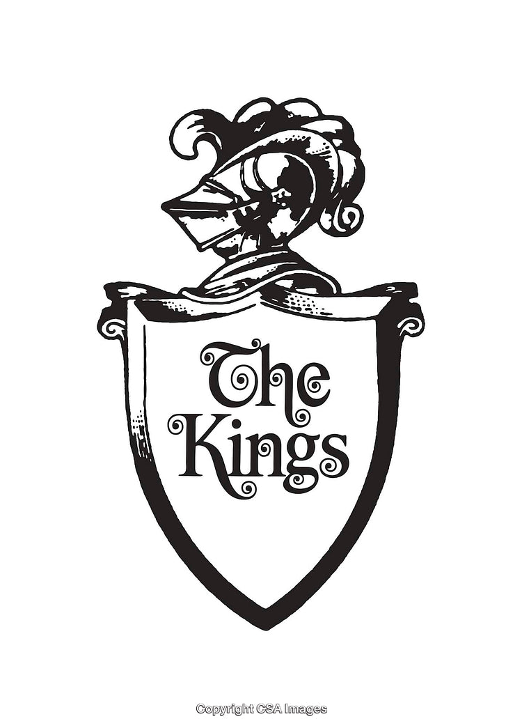 Black and White Crest With Knight Helmet and Text 'The Kings'