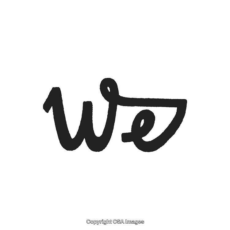 Hand-Drawn Brush Style 'We' Typography Against White Background