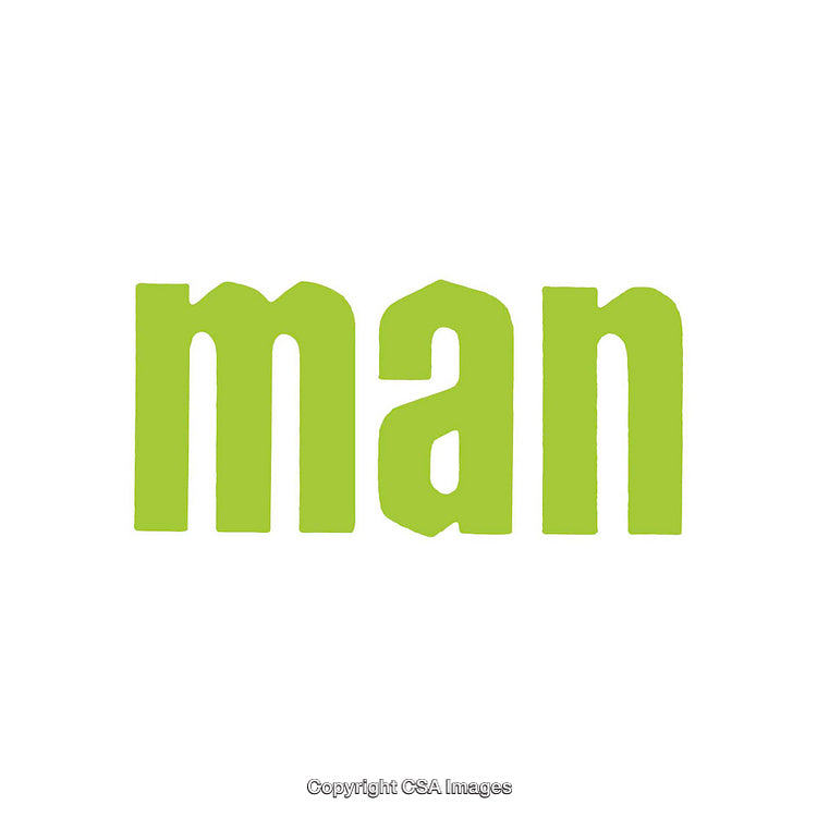 Green Word 'Man' on White Background Featuring Bold Typography