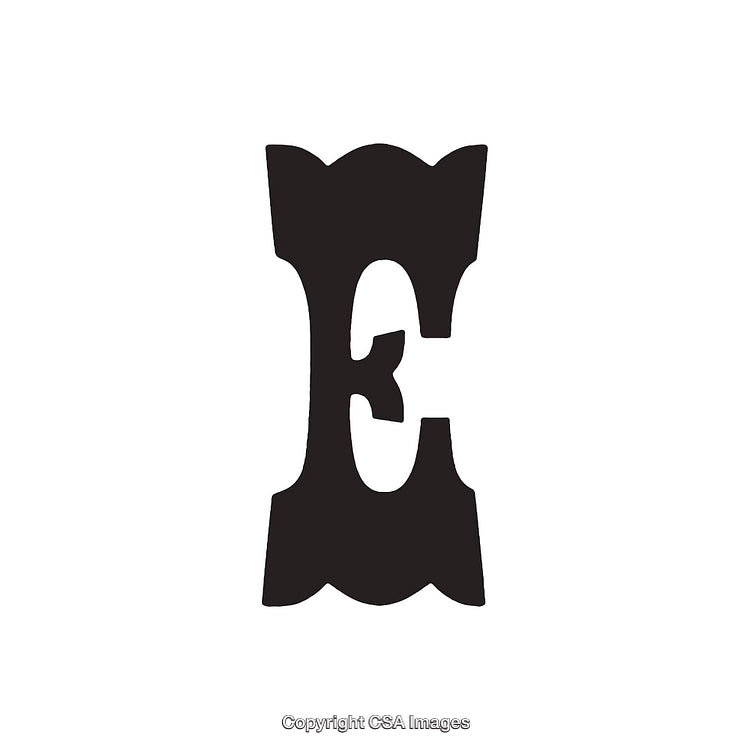 Creative Black Letter E Design With Decorative Curves and Strong Typography