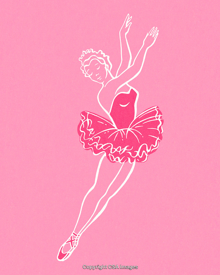 Elegant Ballerina Silhouette in Pink Tutu on Pastel Background