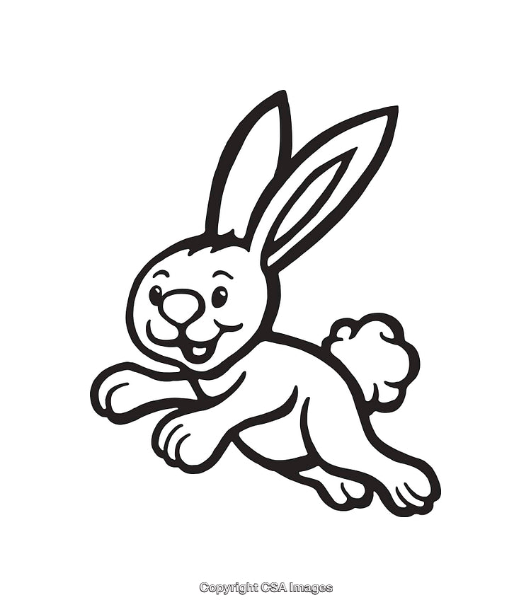Playful Cartoon Rabbit Line Art Illustration in Black and White