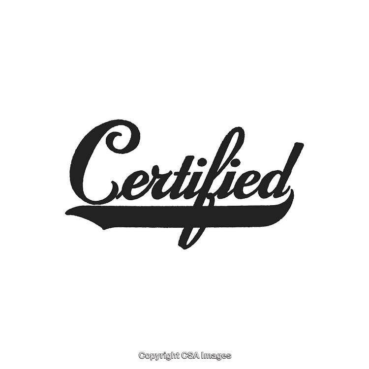 Certified Label Design with Classic Typography on White Background