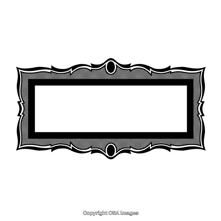 Elegant Black and White Rectangular Frame with Ornate Border Design