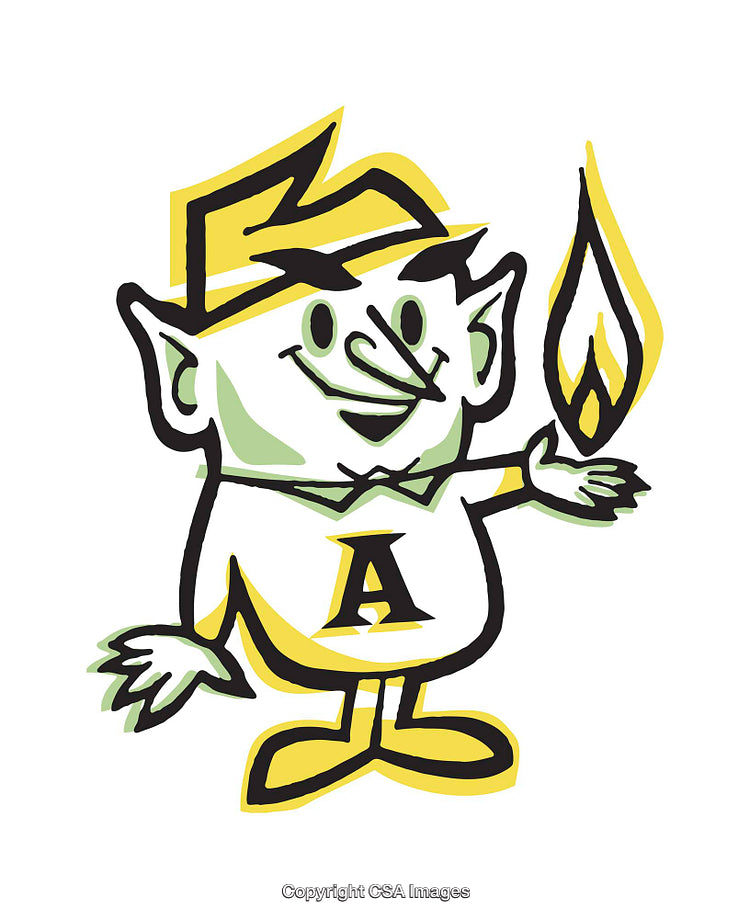 Cheerful Character Illustration Featuring a Flame and Vibrant Colors