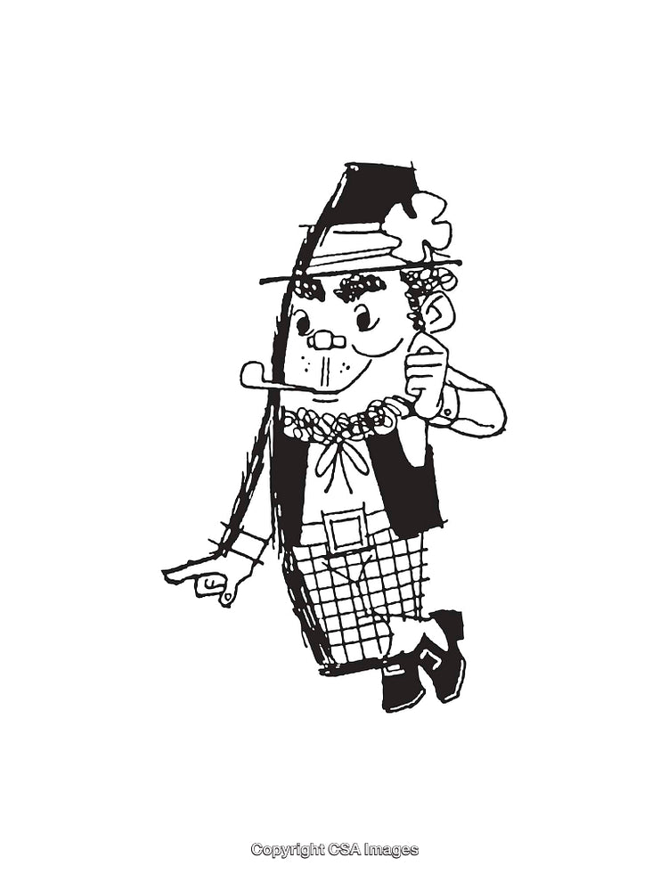 Humorous Black And White Line Art Drawing of a Man in a Hat