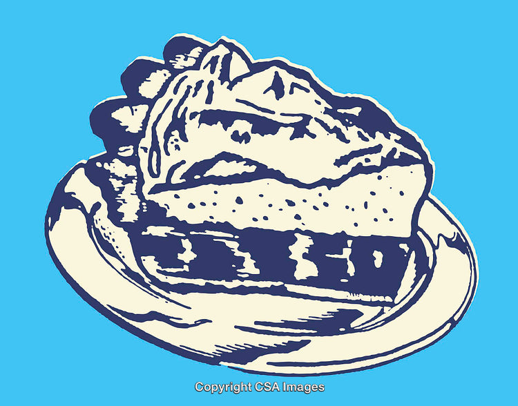Vintage Illustration of a Delicious Slice of Pie on a Plate