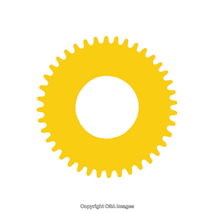 Solid Yellow Gear Shape on a Plain White Background