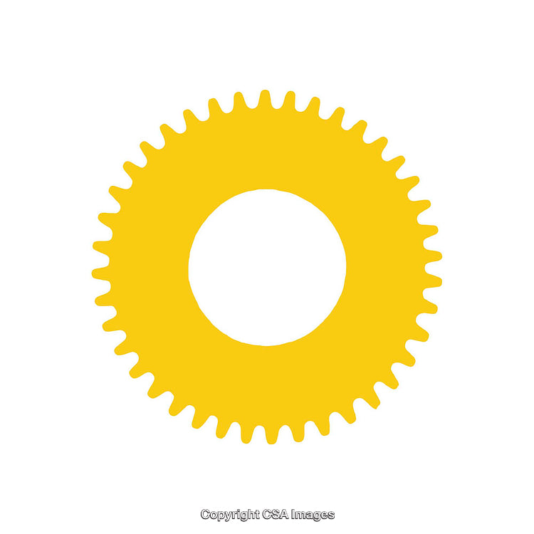 Solid Yellow Gear Shape on a Plain White Background