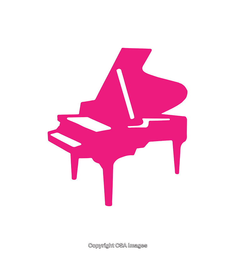 Minimalist Pink Grand Piano Icon on White Background