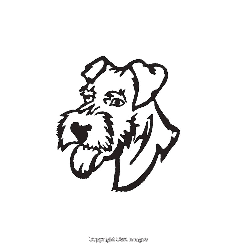 Black and White Line Art Illustration of a Dog's Face Portrait